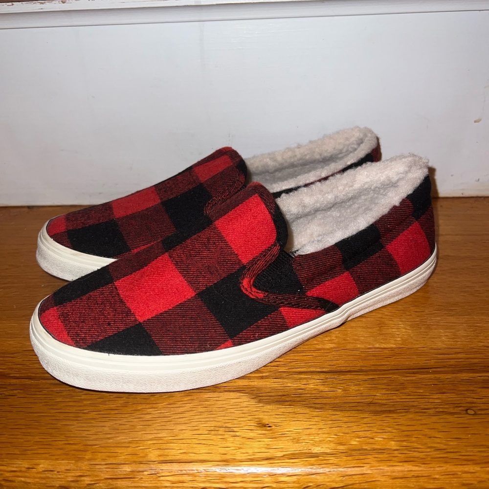Plaid Slip-On Shoes with Fleece Lining